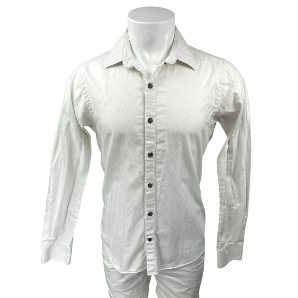 Eighteen Waits Men's White Long Sleeve Slim Button Down Dress Shirt Top Size M